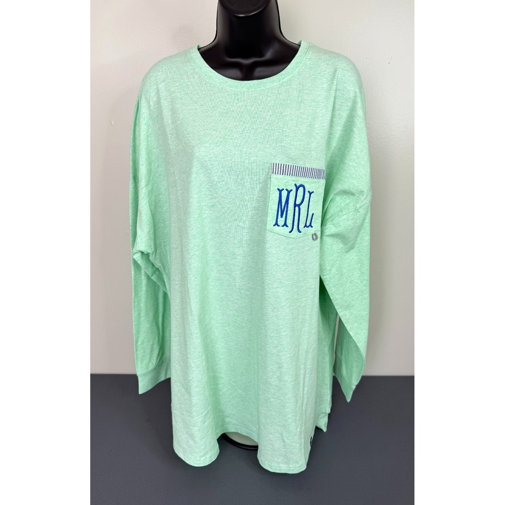 Marley Lilly Women's Long Sleeve Dockside Shirt Mint Green Size L/XL Casual NWT